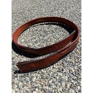 Genuine detailed, braided leather belt size 42 brown no buckle